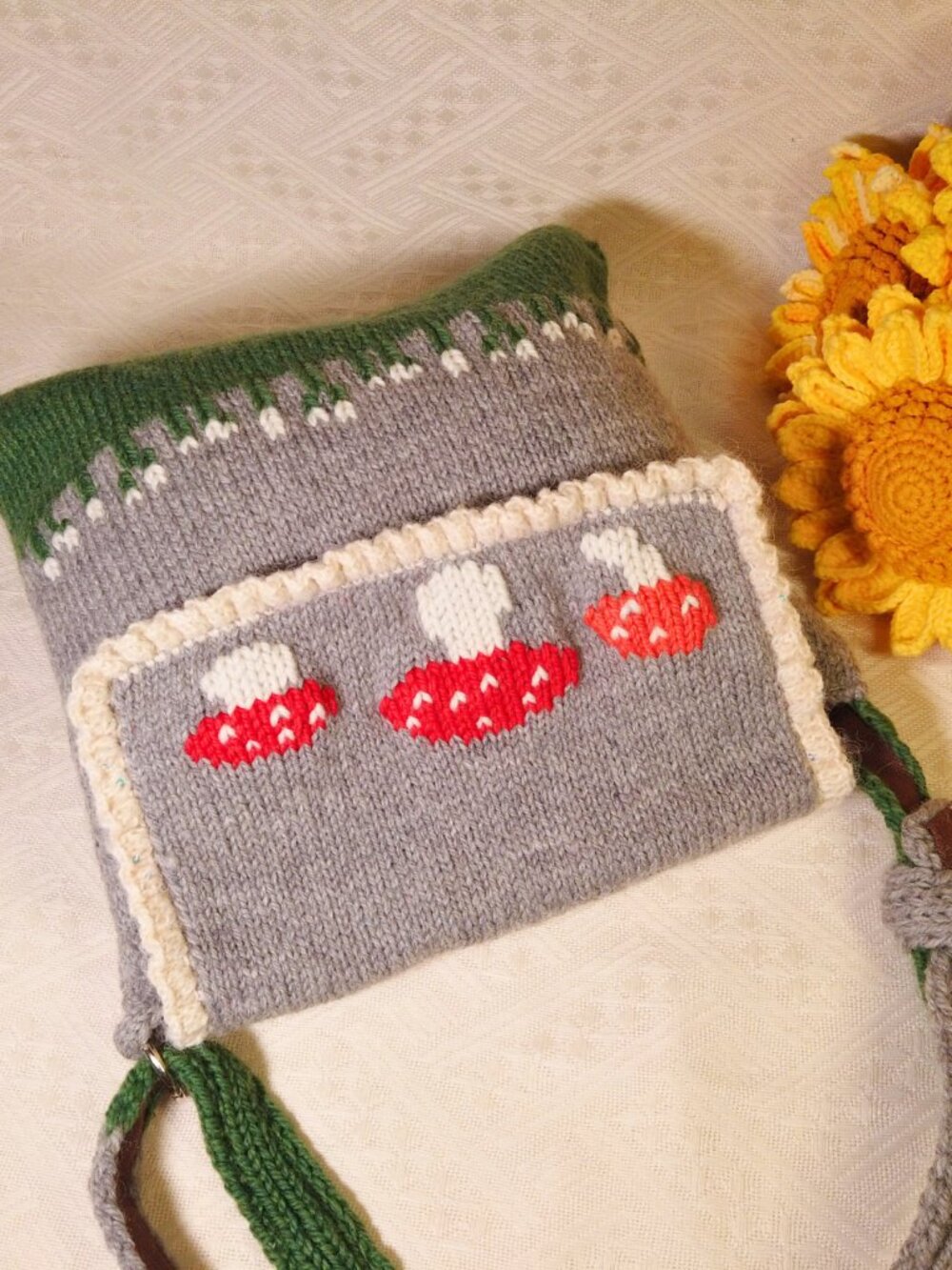 Handknitted Mossy Mushroom Crossbody Bag - Picture 5 of 5